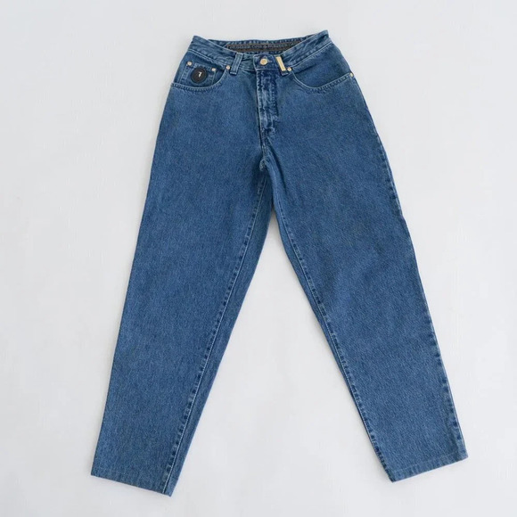 Vintage 80's Number One Trussardi Tapered Leg High Waisted Denim Mom Jeans 30 - Picture 1 of 15